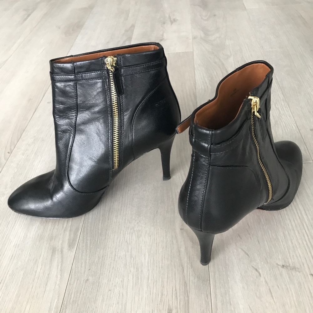 Black Leather High Heel Booties